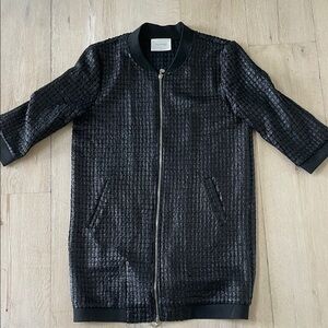 Anonyme Black Woven Midi Lightweight Cardigan Moto Minimalist Jacket